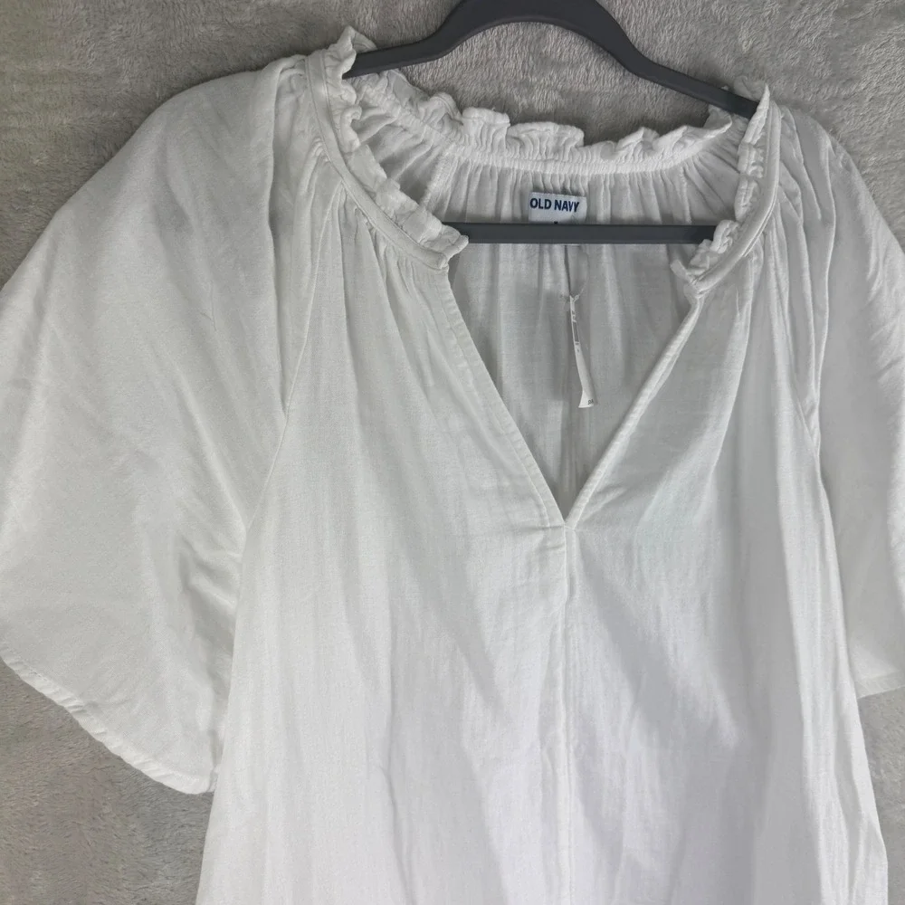 Old Navy Cotton Gauze white mini dress Sz M oversized vacation resort NEW - Picture 4 of 15